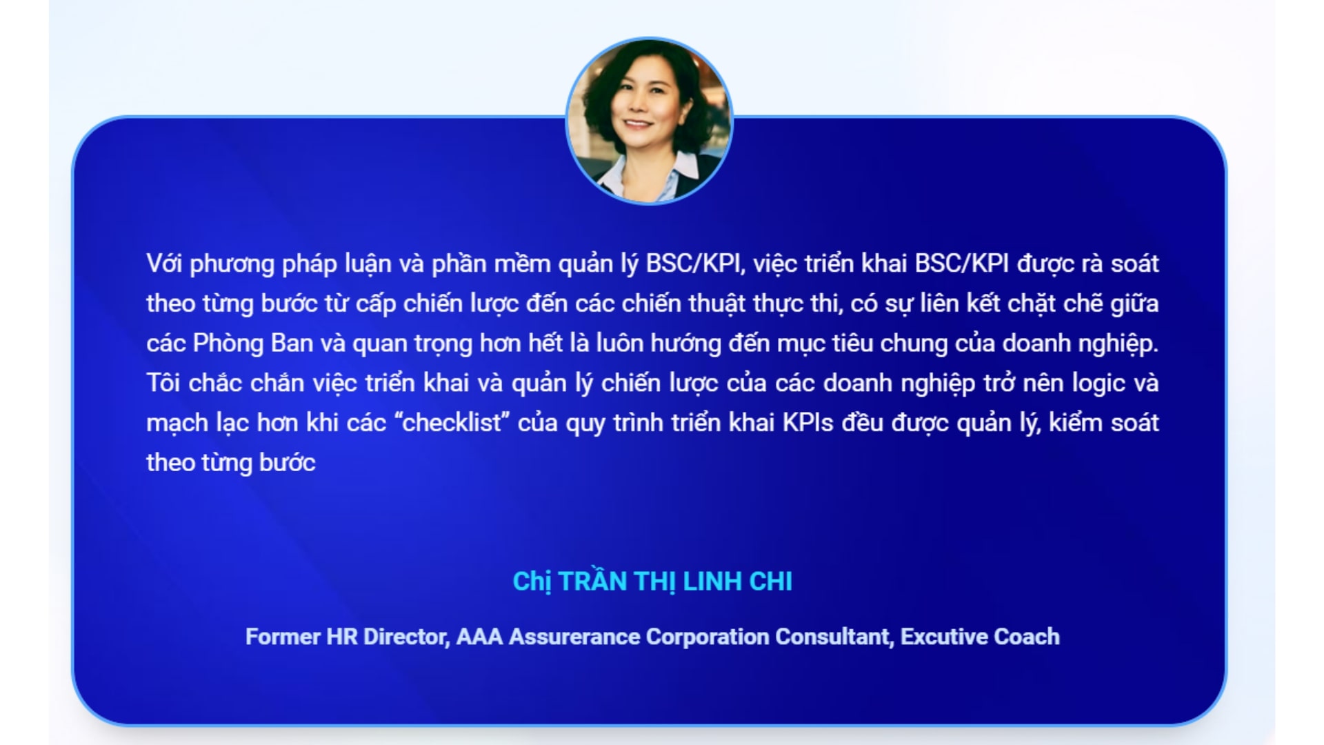 Ms Chi đánh giá cao hệ thống BSC/KPI TOPPION